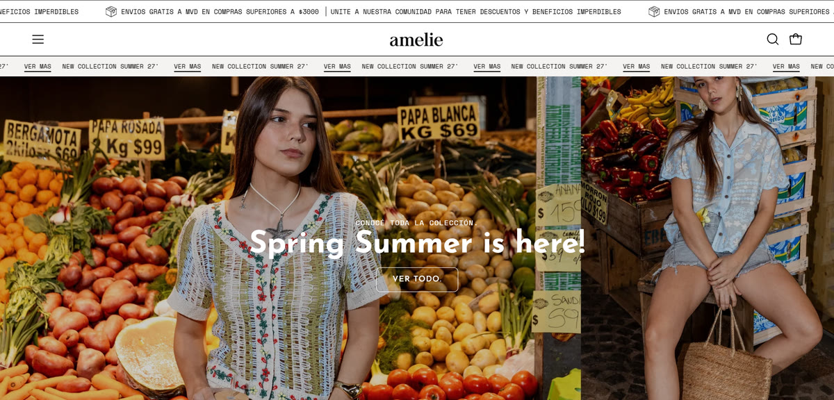 Amelie website, screen 1 of 5