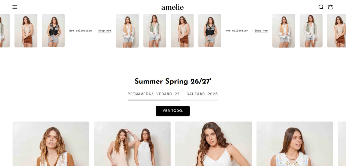 Amelie website, screen 2 of 5
