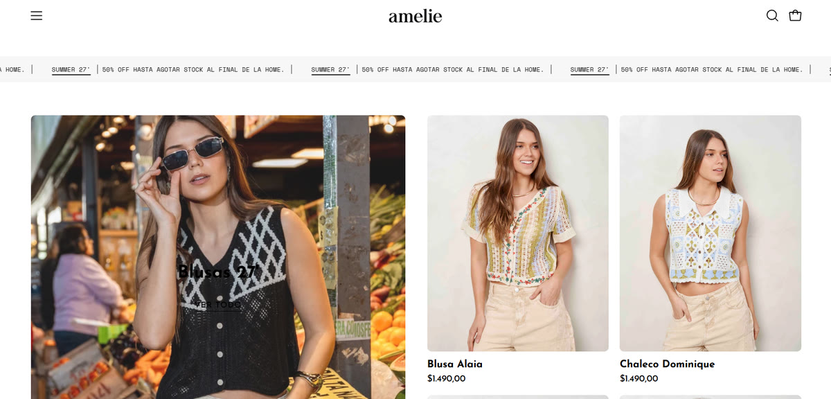 Amelie website, screen 3 of 5