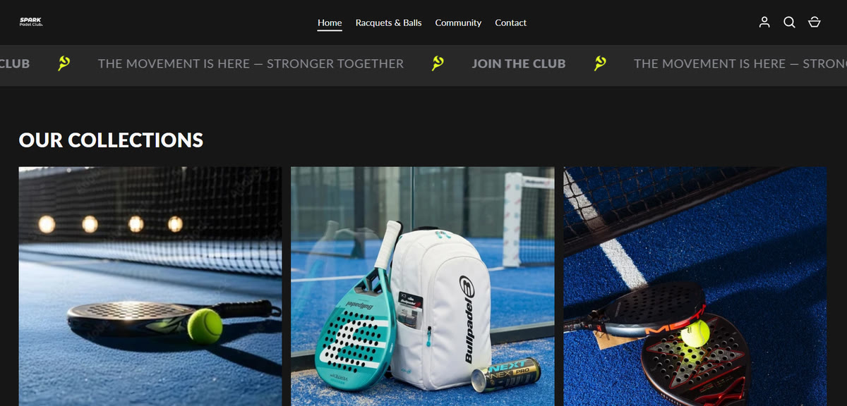 Spark Padel Club website, screen 4 of 5