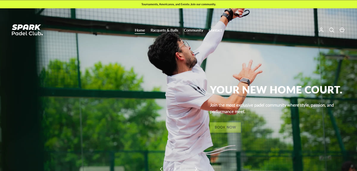 Spark Padel Club website, screen 5 of 5